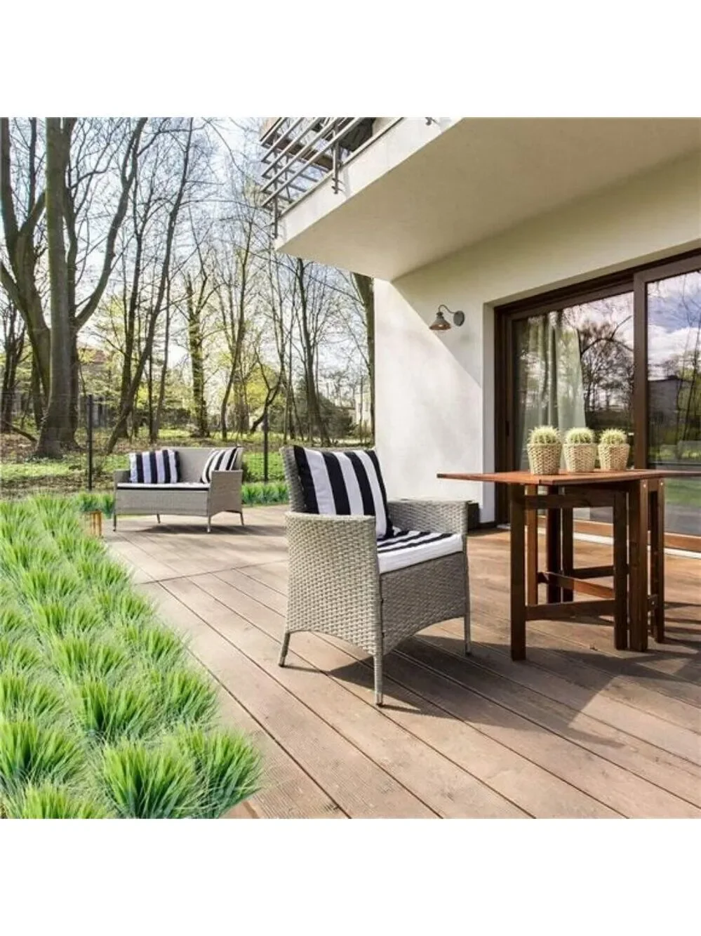 Artificial Outdoor Grass 12 Bundles UV Resistant Faux Plants Garden Decor